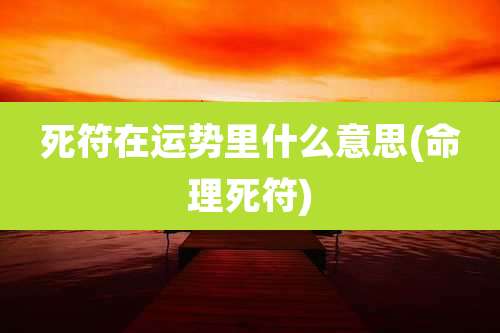 死符在运势里什么意思(命理死符)