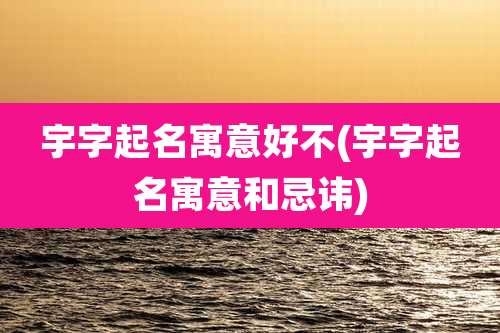 宇字起名寓意好不(宇字起名寓意和忌讳)