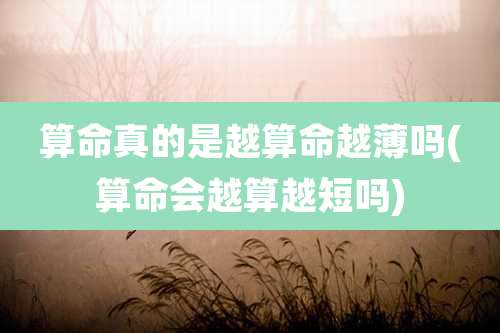 算命真的是越算命越薄吗(算命会越算越短吗)