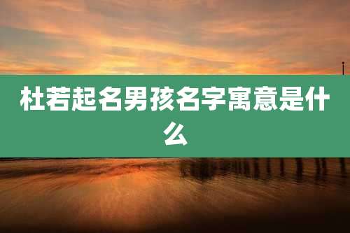杜若起名男孩名字寓意是什么
