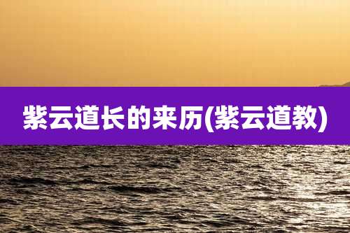 紫云道长的来历(紫云道教)