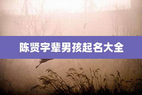 陈贤字辈男孩起名大全