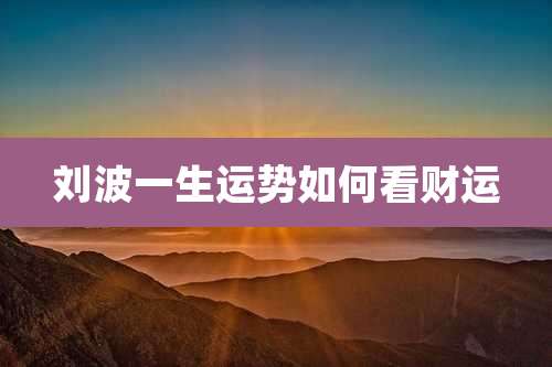 刘波一生运势如何看财运