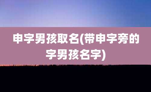 申字男孩取名(带申字旁的字男孩名字)