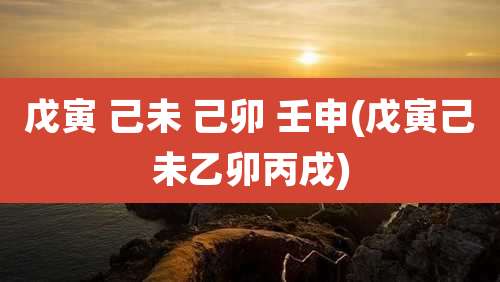 戊寅 己未 己卯 壬申(戊寅己未乙卯丙戌)
