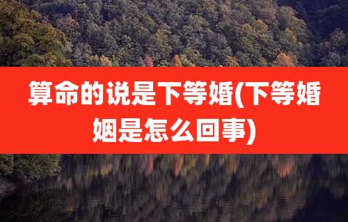 算命的说是下等婚(下等婚姻是怎么回事)