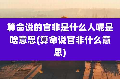 算命说的官非是什么人呢是啥意思(算命说官非什么意思)