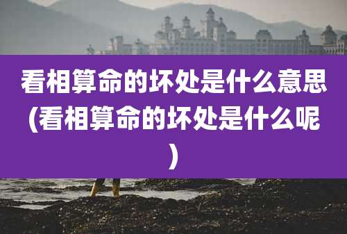 看相算命的坏处是什么意思(看相算命的坏处是什么呢)