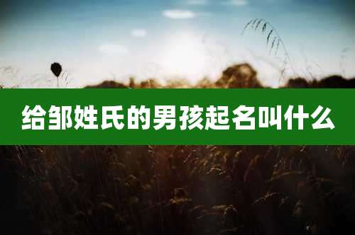 给邹姓氏的男孩起名叫什么