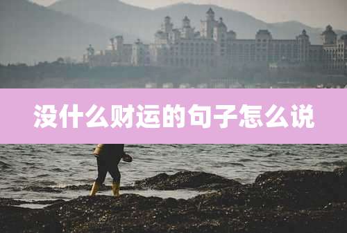 没什么财运的句子怎么说