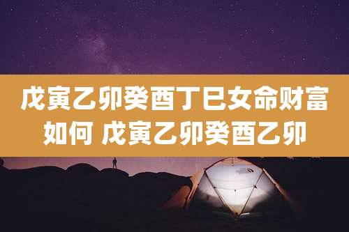 戊寅乙卯癸酉丁巳女命财富如何 戊寅乙卯癸酉乙卯
