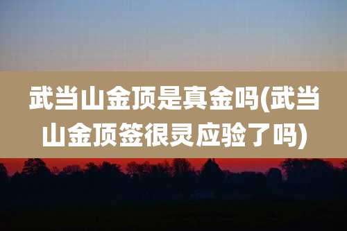 武当山金顶是真金吗(武当山金顶签很灵应验了吗)