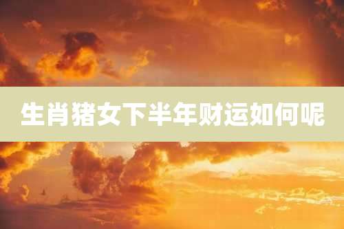 生肖猪女下半年财运如何呢