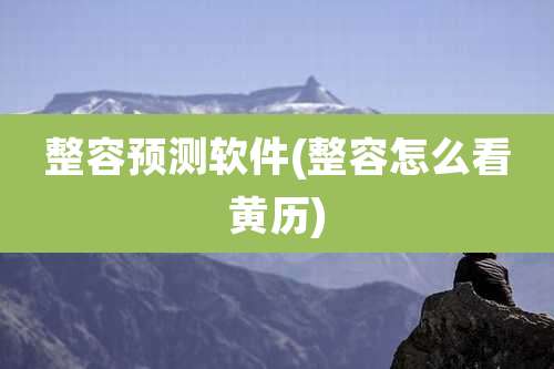 整容预测软件(整容怎么看黄历)