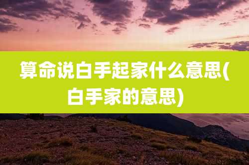 算命说白手起家什么意思(白手家的意思)
