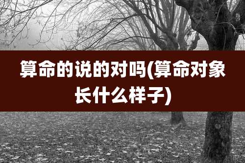 算命的说的对吗(算命对象长什么样子)