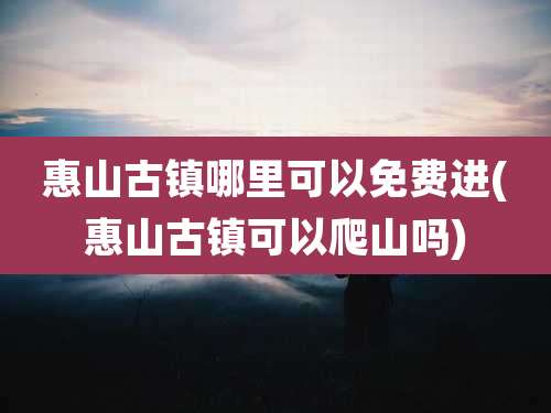 惠山古镇哪里可以免费进(惠山古镇可以爬山吗)