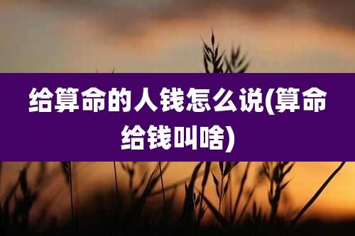 给算命的人钱怎么说(算命给钱叫啥)