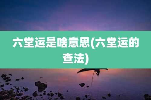 六堂运是啥意思(六堂运的查法)