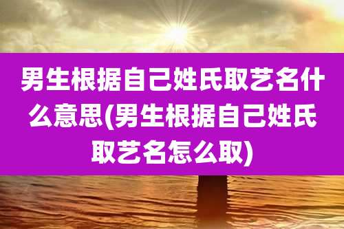 男生根据自己姓氏取艺名什么意思(男生根据自己姓氏取艺名怎么取)