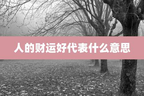 人的财运好代表什么意思