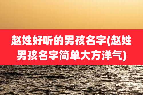 赵姓好听的男孩名字(赵姓男孩名字简单大方洋气)