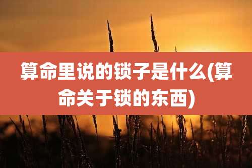 算命里说的锁子是什么(算命关于锁的东西)