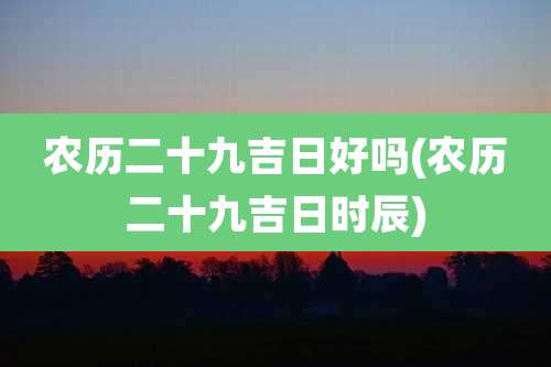 农历二十九吉日好吗(农历二十九吉日时辰)
