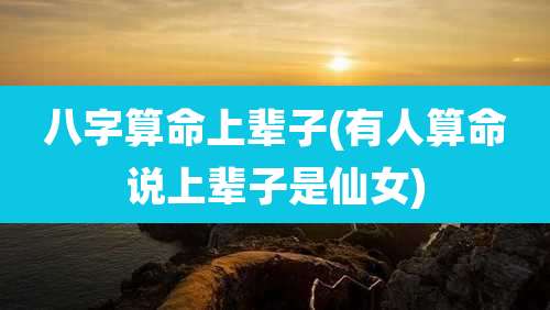 八字算命上辈子(有人算命说上辈子是仙女)