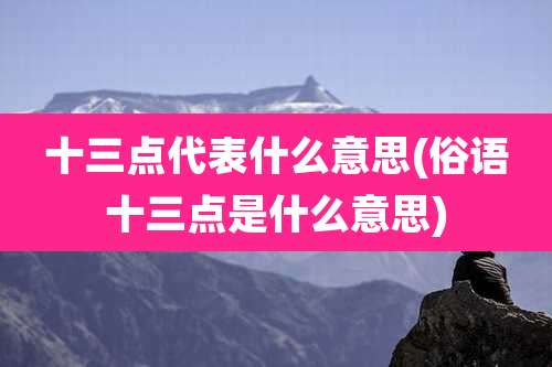 十三点代表什么意思(俗语十三点是什么意思)