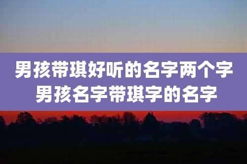男孩带琪好听的名字两个字 男孩名字带琪字的名字