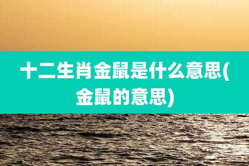 十二生肖金鼠是什么意思(金鼠的意思)