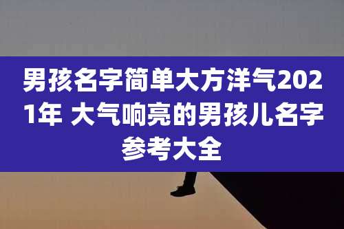 男孩名字简单大方洋气2021年 大气响亮的男孩儿名字参考大全