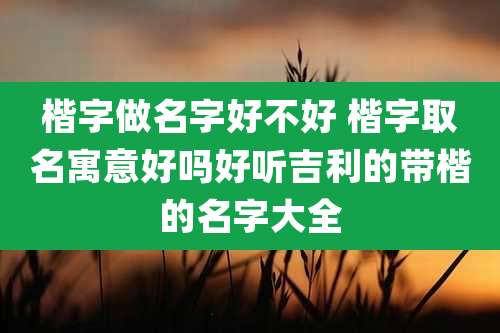楷字做名字好不好 楷字取名寓意好吗好听吉利的带楷的名字大全