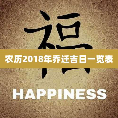 农历2018年乔迁吉日一览表