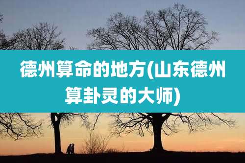 德州算命的地方(山东德州算卦灵的大师)