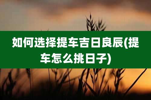 如何选择提车吉日良辰(提车怎么挑日子)