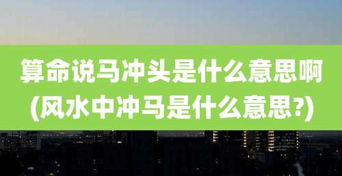 算命说马冲头是什么意思啊(风水中冲马是什么意思?)
