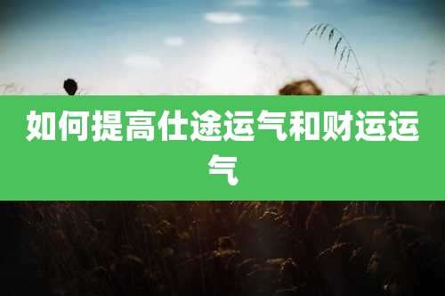 如何提高仕途运气和财运运气