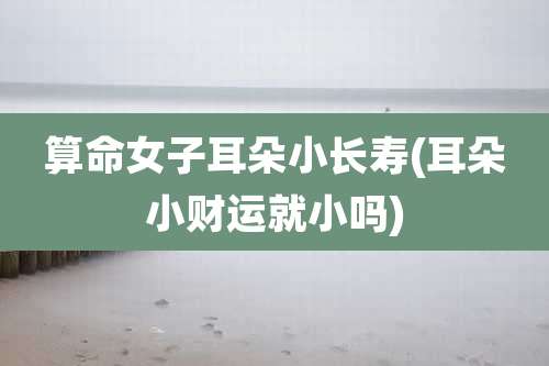 算命女子耳朵小长寿(耳朵小财运就小吗)