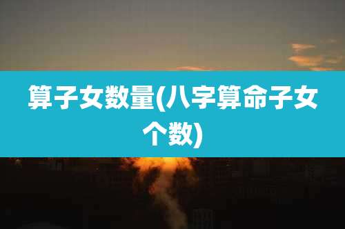 算子女数量(八字算命子女个数)