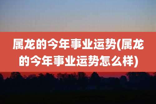 属龙的今年事业运势(属龙的今年事业运势怎么样)
