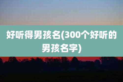 好听得男孩名(300个好听的男孩名字)