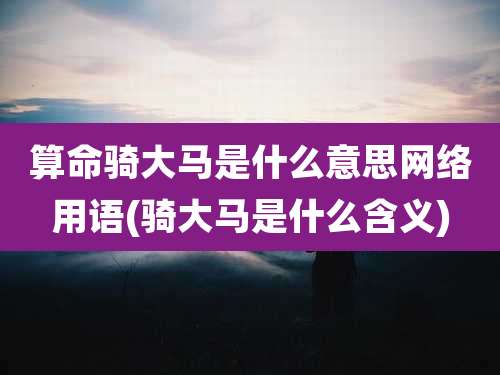 算命骑大马是什么意思网络用语(骑大马是什么含义)