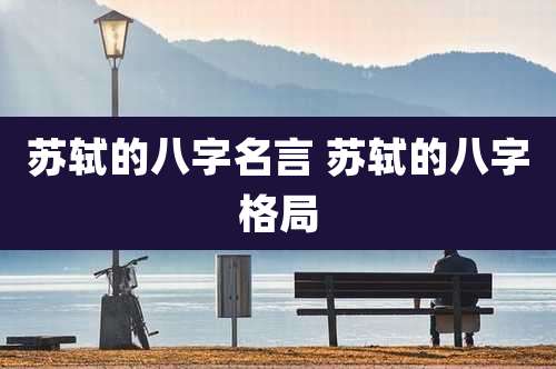 苏轼的八字名言 苏轼的八字格局