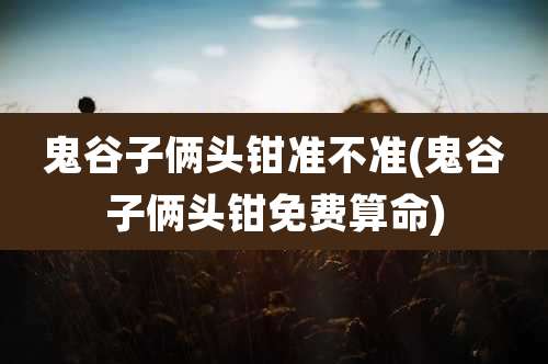 鬼谷子俩头钳准不准(鬼谷子俩头钳免费算命)