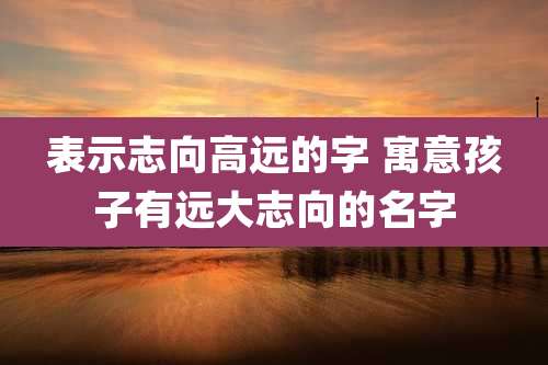 表示志向高远的字 寓意孩子有远大志向的名字