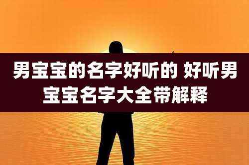 男宝宝的名字好听的 好听男宝宝名字大全带解释