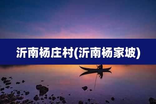 沂南杨庄村(沂南杨家坡)