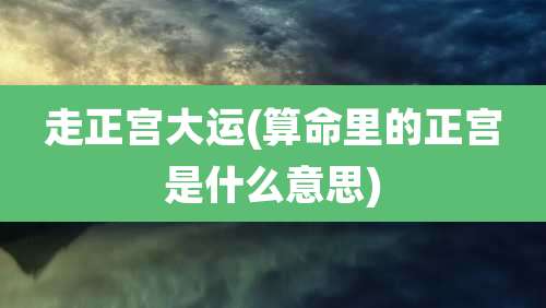 走正宫大运(算命里的正宫是什么意思)